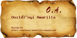 Oszlányi Amarilla névjegykártya
